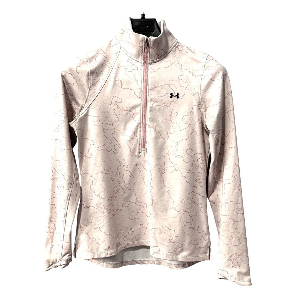 Under Armour ColdGear Womens Small Pink Topographic Quarter‎ Zip Pullover Fitted